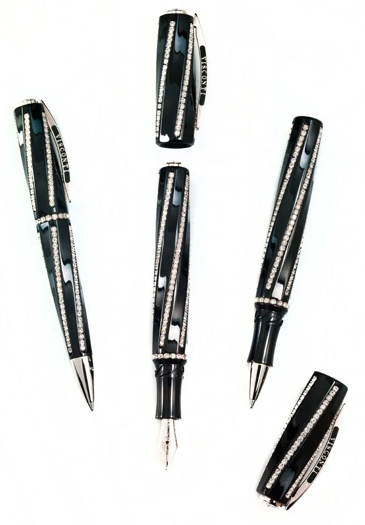 Ручка шариковая и перьевая Visconti Divina Royale черный вставки кристаллы Сваровски